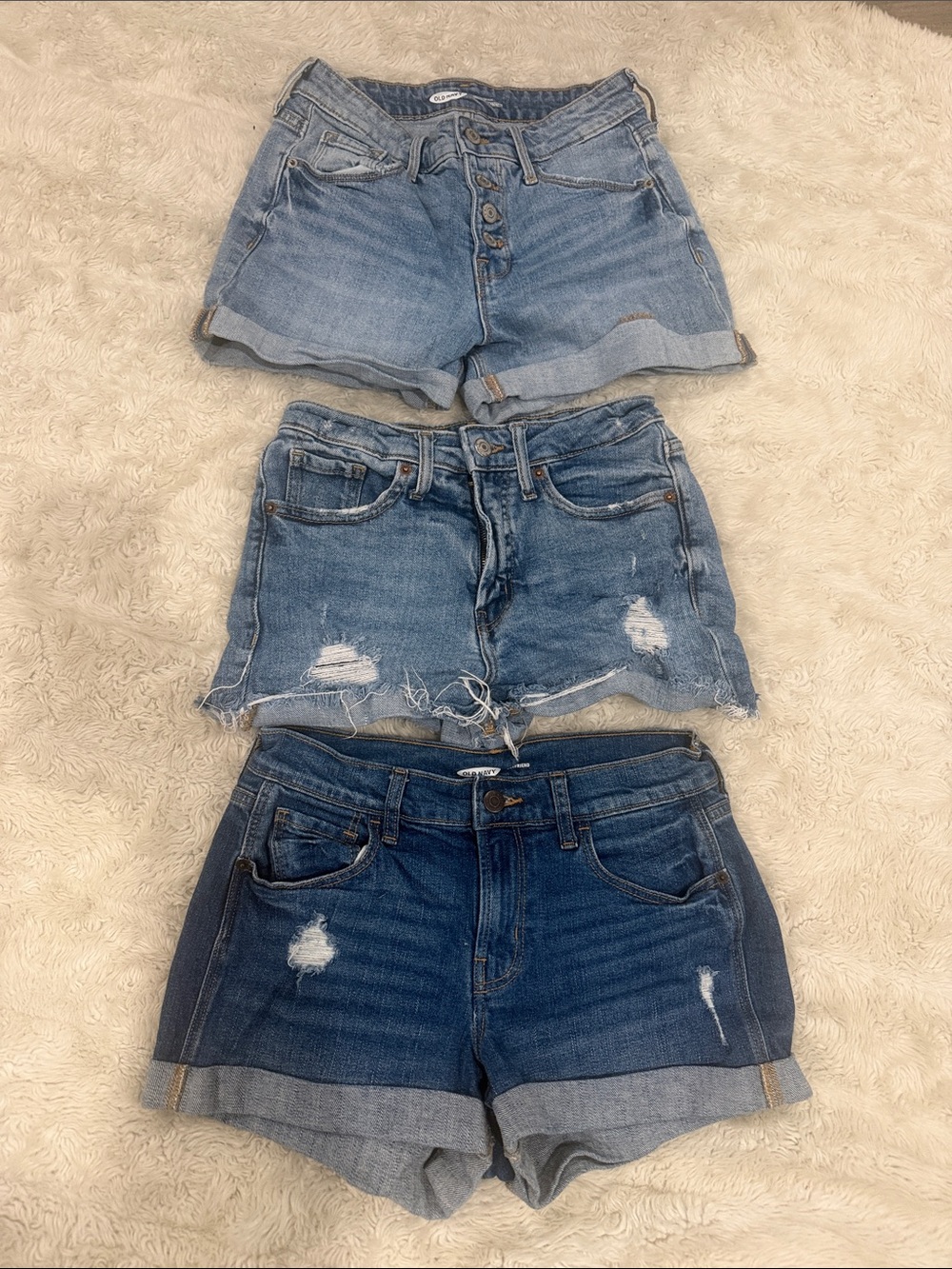 Old Navy Women's Denim Shorts Trio - Light to Dark Blue Size 0
